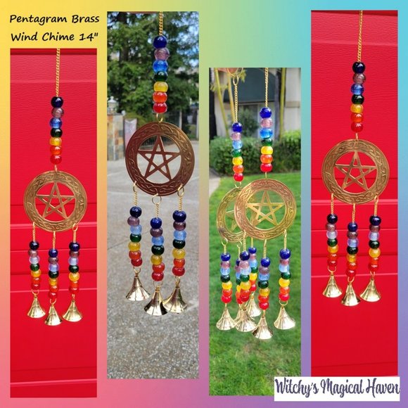 Pentacle Brass Wind Chime - Picture 1 of 1